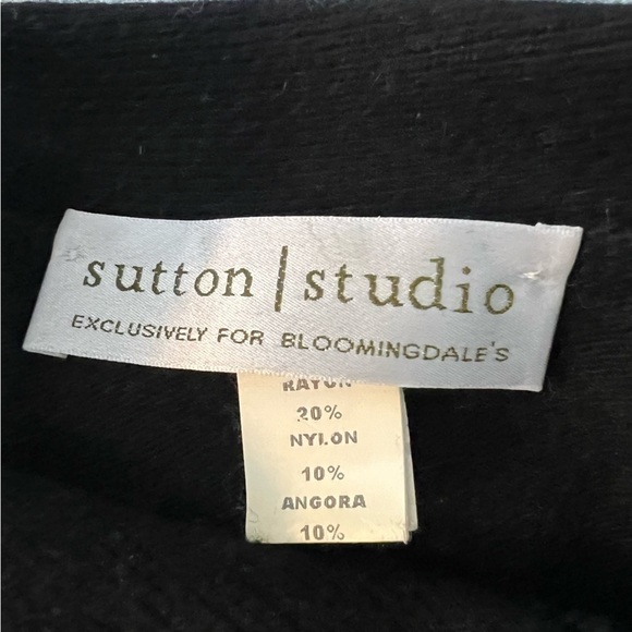 Sutton Studio Womens Wool Blend Mock Neck Tie Beck Black Medium - Picture 8 of 13